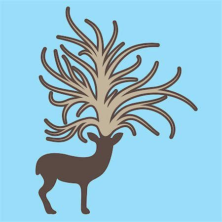simsearch:400-05187879,k - Deer with big tree on the head. Vector illustration Foto de stock - Royalty-Free Super Valor e Assinatura, Número: 400-08933631