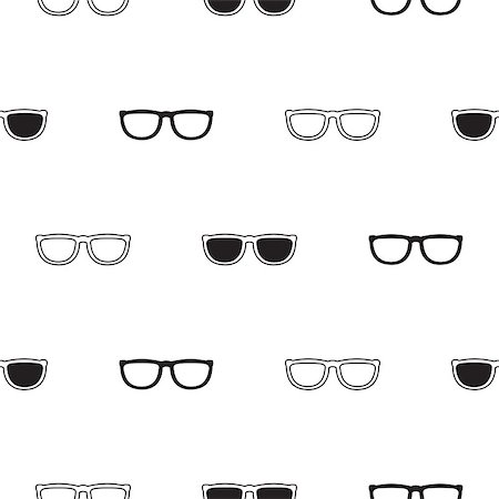 Sunglasses retro seamless vector pattern in black and white colors. Hipster eyewear background. Stock Photo - Budget Royalty-Free & Subscription, Code: 400-08933688