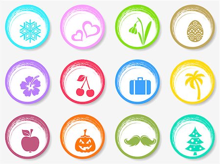 Colorful vector calendar circle month symbols stickers collection Stock Photo - Budget Royalty-Free & Subscription, Code: 400-08933708