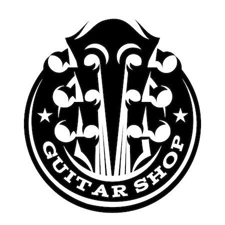 monochrome vector logo template with plectrum and guitar Stock Photo - Budget Royalty-Free & Subscription, Code: 400-08933749