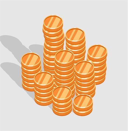 piles of cash pounds - stack of gold coins. Grey background Stock Photo - Budget Royalty-Free & Subscription, Code: 400-08933763