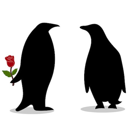 simsearch:400-08933060,k - Penguin friendship symbol loyalty love. Animal vector illustration Foto de stock - Super Valor sin royalties y Suscripción, Código: 400-08933858