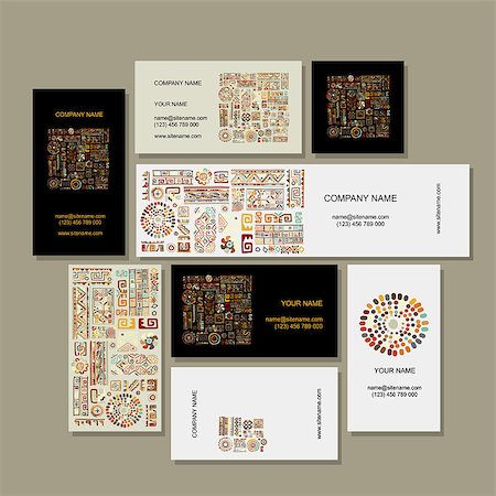 Business cards design, ethnic handmade ornament. Vector illustration Stock Photo - Budget Royalty-Free & Subscription, Code: 400-08933878