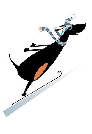 ski cartoon color - Cartoon dachshund a ski jumping illustration Stock Photo - Budget Royalty-Free & Subscription, Code: 400-08954077