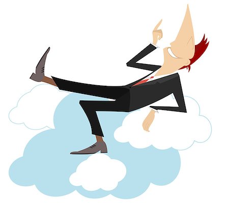 simsearch:400-08343539,k - Man is lying on the clouds and dreaming or thinking about something Photographie de stock - Aubaine LD & Abonnement, Code: 400-08954081