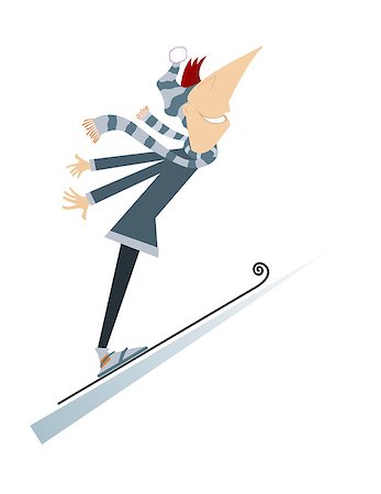 ski cartoon color - Cartoon man a ski jumping illustration Stock Photo - Budget Royalty-Free & Subscription, Code: 400-08954117