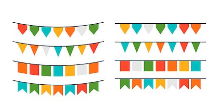 simsearch:400-06694470,k - Vector garlands, flags of different forms.Flat style design over white Stock Photo - Budget Royalty-Free & Subscription, Code: 400-08954120