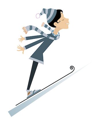 ski cartoon color - Cartoon woman a ski jumping illustration Stock Photo - Budget Royalty-Free & Subscription, Code: 400-08954250