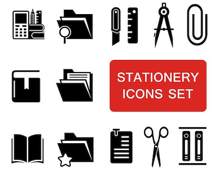 isolated stationery icon set with red signboard Photographie de stock - Aubaine LD & Abonnement, Code: 400-08954325