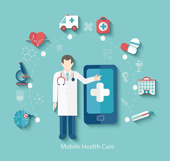 Set of flat design concept icons for web and mobile phone. Medical concept, infographic in flat style with doctor, vector. Stock Photo - Royalty-Free, Artist: tandaV, Image code: 400-08954361