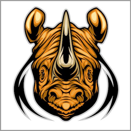 simsearch:400-04455503,k - Rhino head isolated on white - athletic design complete with rhinoceros mascot vector illustration Stock Photo - Budget Royalty-Free & Subscription, Code: 400-08954457