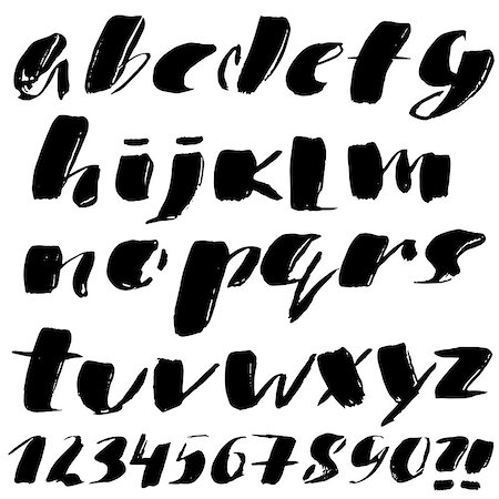 simsearch:400-08980863,k - Hand drawn font made by dry brush strokes. Grunge style alphabet. Handwritten font. Vector illustration Photographie de stock - Aubaine LD & Abonnement, Code: 400-08954474