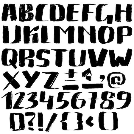 simsearch:400-08980863,k - Hand drawn font made by dry brush strokes. Grunge style alphabet. Handwritten font. Vector illustration Photographie de stock - Aubaine LD & Abonnement, Code: 400-08954472