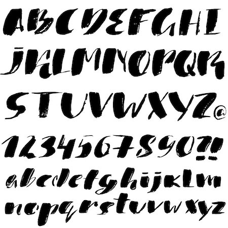 simsearch:400-08648601,k - Hand drawn font made by dry brush strokes. Grunge style alphabet. Handwritten font. Vector illustration Foto de stock - Royalty-Free Super Valor e Assinatura, Número: 400-08954473