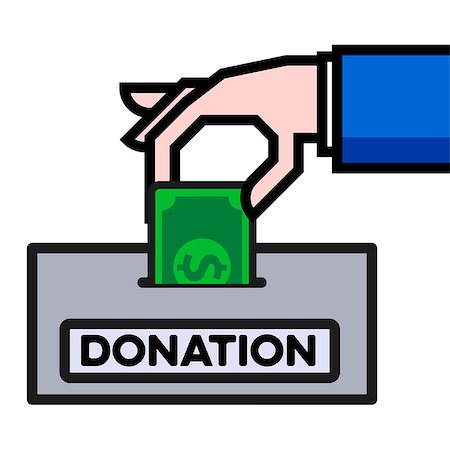 philanthropie - hand putting a dollar bill in a donation box, eps10 vector illustration Photographie de stock - Aubaine LD & Abonnement, Code: 400-08954536