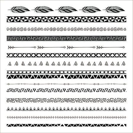 signs for mexicans - Black abstract tribal seamless pattern borders. Vector Illustration. Foto de stock - Super Valor sin royalties y Suscripción, Código: 400-08954539