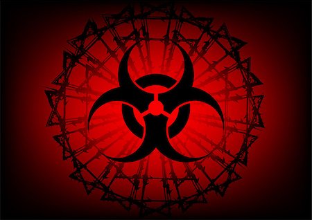 biohazard symbol and  barbed wire on red background Stock Photo - Budget Royalty-Free & Subscription, Code: 400-08954767