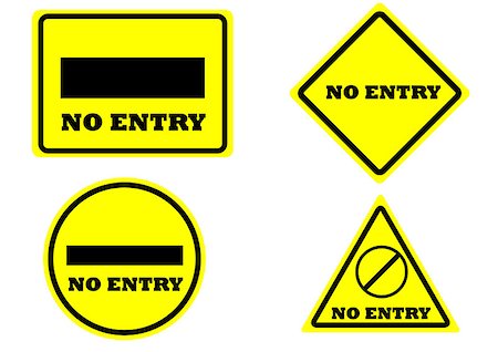 sign no entry square rectangle circle triangle yellow color Stock Photo - Budget Royalty-Free & Subscription, Code: 400-08954763
