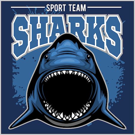 Strong sharks sports mascot on blue background. Stock Photo - Budget Royalty-Free & Subscription, Code: 400-08954937