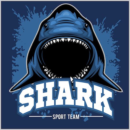 Strong sharks sports mascot on blue background. Stock Photo - Budget Royalty-Free & Subscription, Code: 400-08954938