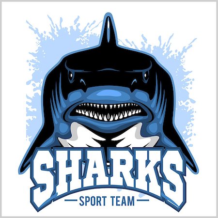 Strong sharks sports mascot on white background. Stock Photo - Budget Royalty-Free & Subscription, Code: 400-08954939