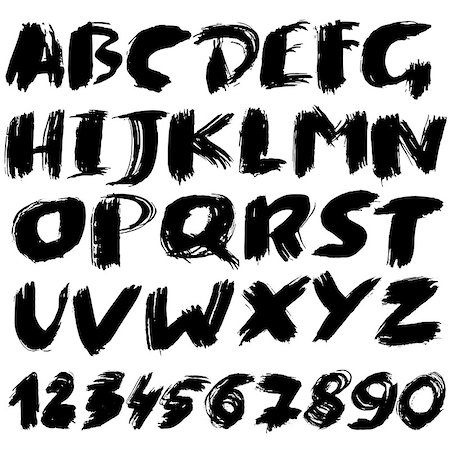 simsearch:400-08648601,k - Hand drawn font made by dry brush strokes. Grunge style alphabet. Handwritten font. Vector illustration Foto de stock - Royalty-Free Super Valor e Assinatura, Número: 400-08955032