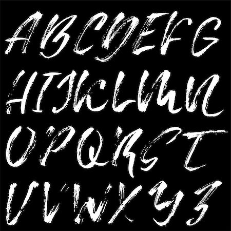 simsearch:400-08980863,k - Hand drawn font made by dry brush strokes. Grunge style alphabet. Handwritten font. Vector illustration Photographie de stock - Aubaine LD & Abonnement, Code: 400-08955033
