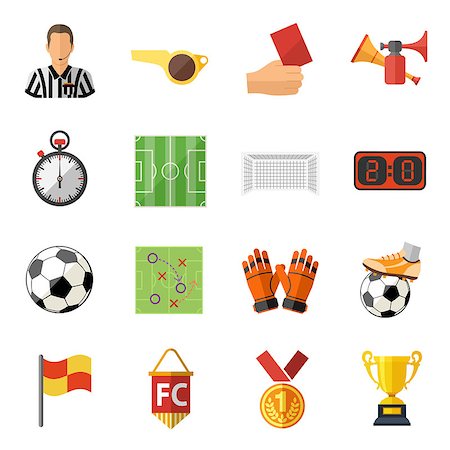 simsearch:400-08133793,k - Soccer and Football Flat Icon Set with Referee, Ball, stadium and Trophy. isolated vector illustration Photographie de stock - Aubaine LD & Abonnement, Code: 400-08955084