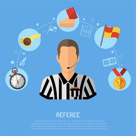 simsearch:400-08955612,k - Soccer and Football concept with flat icons Referee, Ball, red card and award, isolated vector illustration Stockbilder - Microstock & Abonnement, Bildnummer: 400-08955087