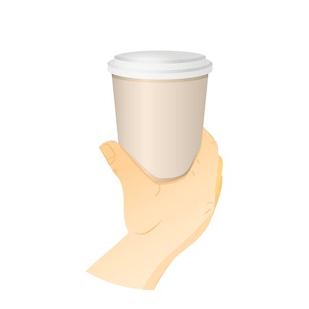 simsearch:400-08978724,k - Man hand hold paper cup with coffee. Vector illustration on white background Photographie de stock - Aubaine LD & Abonnement, Code: 400-08955188