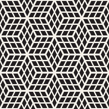 simsearch:400-08415945,k - Cubic Grid Tiling Endless Stylish Texture. Abstract Geometric Background Design. Vector Seamless Black and White Pattern. Stockbilder - Microstock & Abonnement, Bildnummer: 400-08955339