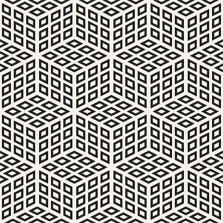 simsearch:400-08415945,k - Cubic Grid Tiling Endless Stylish Texture. Abstract Geometric Background Design. Vector Seamless Black and White Pattern. Stockbilder - Microstock & Abonnement, Bildnummer: 400-08955341