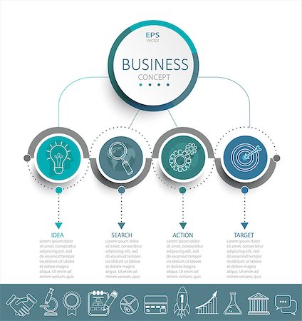 simsearch:400-08756550,k - Vector illustration infographic template with 3D circles paper label, business template for presentation. Creative concept for infographic, diagram, flowchart, workflow layout. Line business icon set. Stock Photo - Budget Royalty-Free & Subscription, Code: 400-08955353