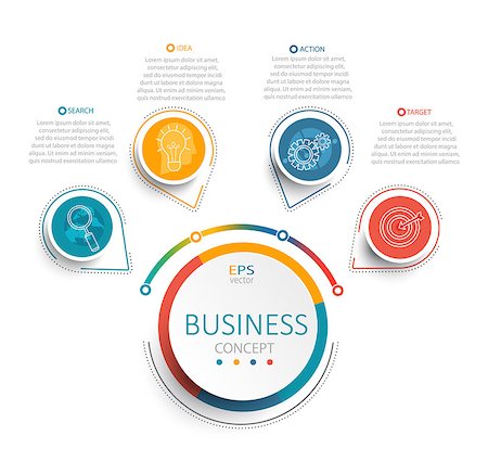 simsearch:400-08756550,k - Vector illustration infographic template with 3D circles color paper label, business template for presentation. Creative concept for infographic, diagram, flowchart, workflow layout, content, steps, chart. Stock Photo - Budget Royalty-Free & Subscription, Code: 400-08955367