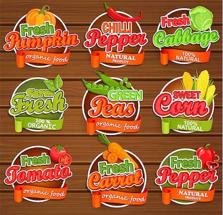 pic of cabbage for drawing - Fresh tomato and pumpkin, pepper, peas, cabbage, carrot, sweet corn, logo lettering typography food label or sticker. Concept for farmers market, organic food, natural product design.Vector. Stock Photo - Budget Royalty-Free & Subscription, Code: 400-08955375
