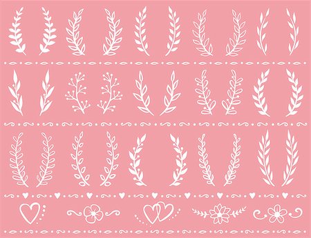 romantic laurel wreaths set and design elements Stock Photo - Budget Royalty-Free & Subscription, Code: 400-08955439