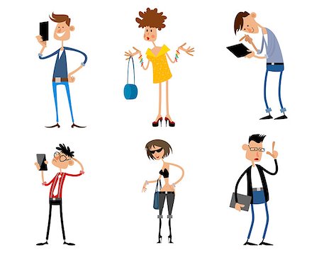 Vector illustration of a six modern teenagers Stock Photo - Budget Royalty-Free & Subscription, Code: 400-08955458