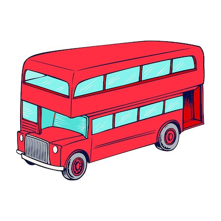 simsearch:400-04904232,k - Double decker red bus, city public transport service vehicle retro-bus. Vector illustration, flat design, isolated on a white background. Stock Photo - Budget Royalty-Free & Subscription, Code: 400-08955485
