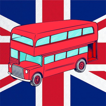 decker - Double-decker red bus on background of UK flag Stock Photo - Budget Royalty-Free & Subscription, Code: 400-08955486
