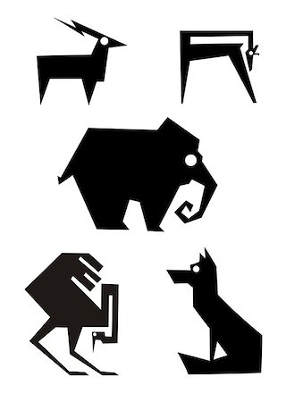 Decor animal silhouette illustration collection for design Stock Photo - Budget Royalty-Free & Subscription, Code: 400-08955543