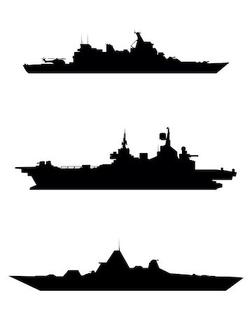 simsearch:400-06922670,k - Vector illustration of a three warship silhouette Stock Photo - Budget Royalty-Free & Subscription, Code: 400-08955558