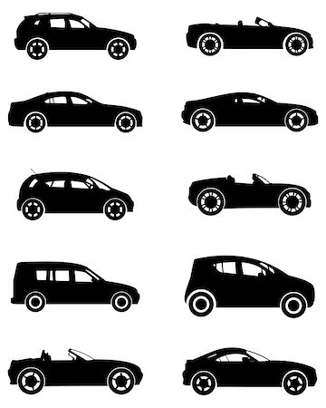 simsearch:400-08015019,k - Vector illustration of a ten cars silhouettes Stock Photo - Budget Royalty-Free & Subscription, Code: 400-08955560