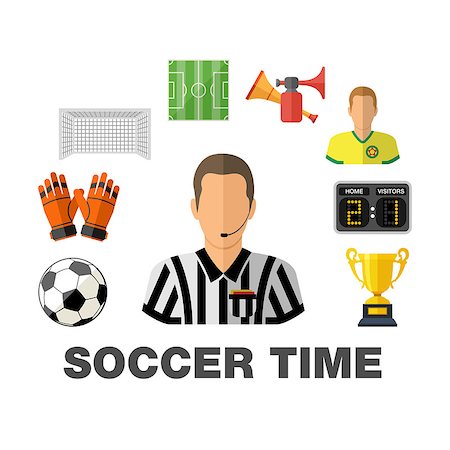 simsearch:400-04397543,k - Soccer and Football concept with flat icons Referee, Ball, stadium and Trophy, isolated vector illustration Fotografie stock - Microstock e Abbonamento, Codice: 400-08955576