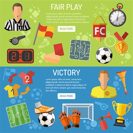 simsearch:400-07414089,k - Soccer horizontal Banners with flat icons tournament,  player, referee and award, isolated vector illustration Stock Photo - Budget Royalty-Free & Subscription, Code: 400-08955573