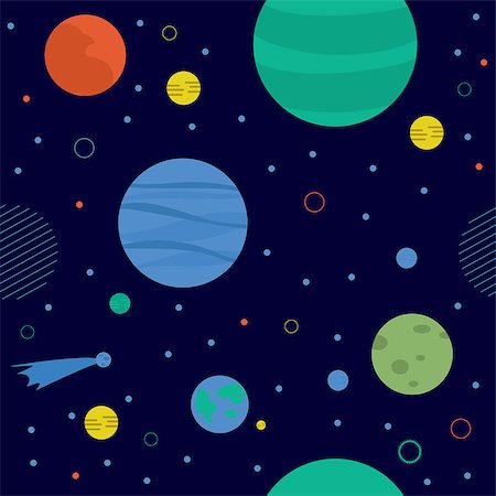 stars cartoon galaxy - Awesome cosmic seamless pattern with earth, moon, stars and comets. Bright childish background about solar system in cartoon style Stock Photo - Budget Royalty-Free & Subscription, Code: 400-08955584