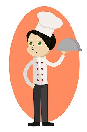 simsearch:400-05230474,k - Cartoon chef carrying dinner plate with perfect meal, vector isolated illustration Stock Photo - Budget Royalty-Free & Subscription, Code: 400-08955585