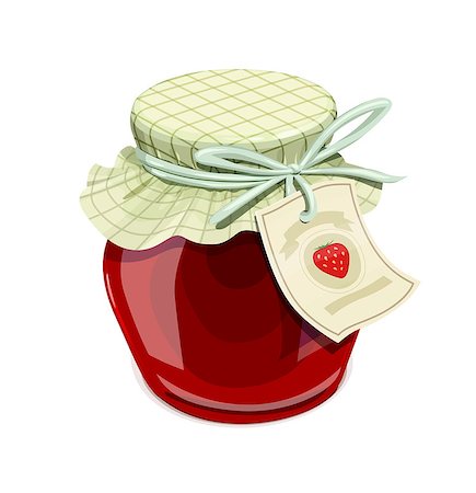 Strawberry jam jar. Vintage style. Delicious organic food. Glass capacity for berry meal with lid. vector illustration, eps10 isolated white background Stock Photo - Budget Royalty-Free & Subscription, Code: 400-08955582