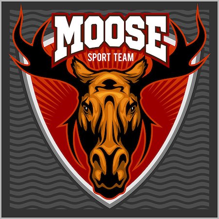 Moose Head - sport team logo. Vector illustration. Stock Photo - Budget Royalty-Free & Subscription, Code: 400-08955599
