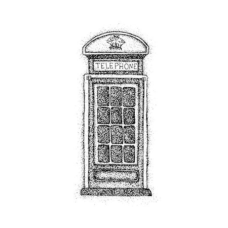 simsearch:400-05901575,k - Dotwork London Telephone Box. Vector Illustration of Old Style T-shirt Design. Hipster Tattoo Hand Drawn Sketch. Foto de stock - Super Valor sin royalties y Suscripción, Código: 400-08955637