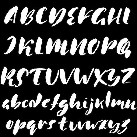 simsearch:400-08648601,k - Hand drawn font made by dry brush strokes. Grunge style alphabet. Handwritten font. Vector illustration Foto de stock - Royalty-Free Super Valor e Assinatura, Número: 400-08955685